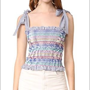 Petersyn Dierdra Smocked Scrunch Tank Top Striped
